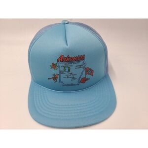 Vintage Arkansas State Outline YoungAn Mesh Trucker Snapback Hat Cap Men Blue